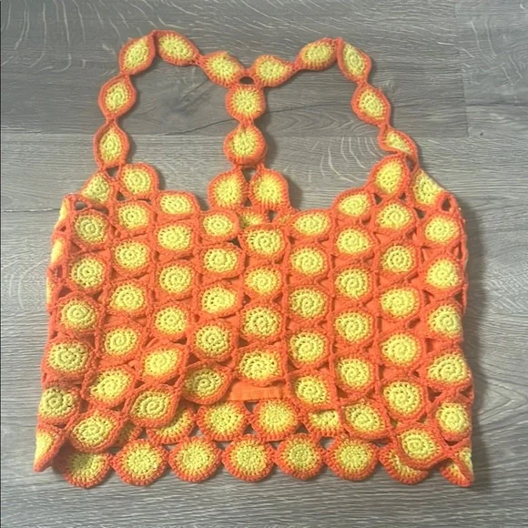 SIMON MILLER Rummie  Crochet Top in Hibiscus. Size M - Picture 7 of 13